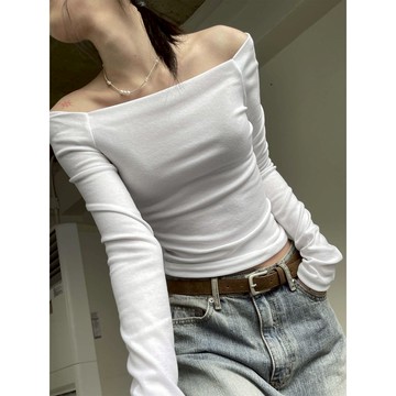 Codibook｜韓國 kim9hope 人造絲質露肩長袖T恤［預購］長袖上衣 T恤 女裝
