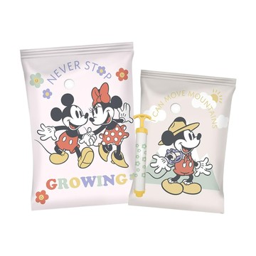 收納王妃 迪士尼 四大四中真空壓縮袋組 附抽氣筒 花朵散步  1組  大(100 x 70cm) + 中(80 x 60cm)  1入