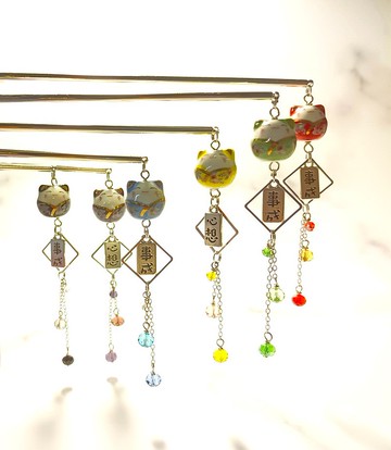 招財貓 心想事成 髮簪 造型