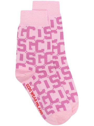 Gcds - monogram ankle socks - men - Cotton/Elastane/Polyamide - One Size - Pink