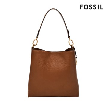 【FOSSIL 官方旗艦館】Jessie 真皮肩背水桶包-棕色 ZB11003200