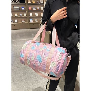 女款運動健身包干濕分離輕便斜挎訓練包可愛圓筒游泳包小型旅行包