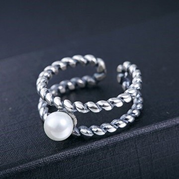 925純銀戒指銀飾-復古流行雙麻花編紋母親節生日情人節禮物女飾品73dx116【獨家進口】【米蘭精品】