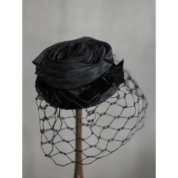 Lion~浮生若夢 vintage古董帽飾復刻眩暈網紗玫瑰小禮帽復古寫真