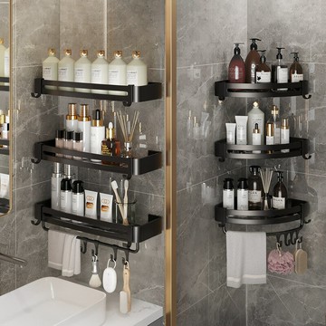 浴室置物架太空鋁免打孔墻上三角轉角衛生間淋浴房衛浴收納籃壁掛