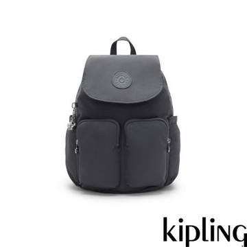 『猴子包』Kipling 月光灰掀蓋多袋收納後背包-CITY POCKET S