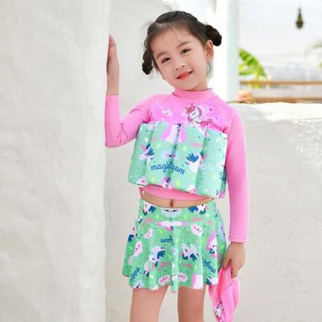 兒童漂浮力泳衣女分體套裝寶寶泳裝可愛女童幼兒小童學生訓練連體