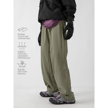 十扇門 秋季冰絲速干軟殼沖鋒褲子男士徒步直筒透氣戶外登山長褲