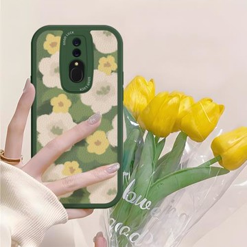 適用OPPOA9手機殼日韓綠色花朵A5小清新A11X套新款A8簡約ins風K10Pro女高級A7防摔k9s全包軟硅膠K7K11/K12K3