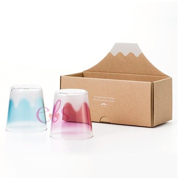 [$699免運] 日本製 富士山 玻璃水杯 玻璃杯 飲料杯 清酒杯 水藍/粉紅 兩款供選 ☆艾莉莎ELS☆