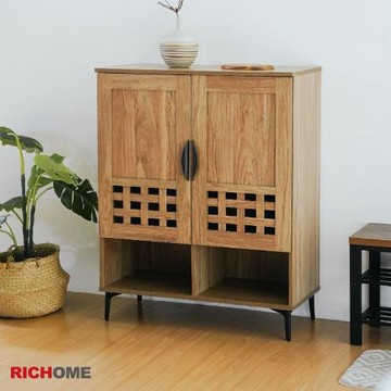 【RICHOME】方格雙門大鞋櫃