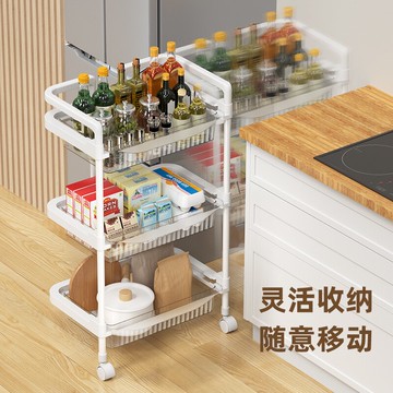 廚房收納置物架家用落地多層儲物架小推車移動用品大全蔬菜籃子架