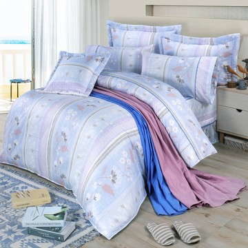 【多利寶寢具】FITNESS 精梳棉雙人七件式床罩組-安東尼爾-藍