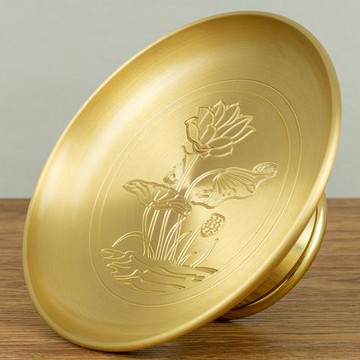 供盤純銅果盤家用供果果盤佛前水果盤財神爺貢盤高腳盤子佛具用品