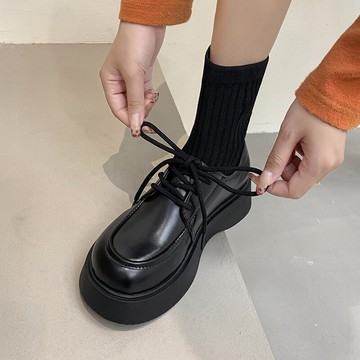 軟皮英倫風連襪靴馬丁靴女2021新款春秋時尚瘦瘦靴厚底短靴彈力靴