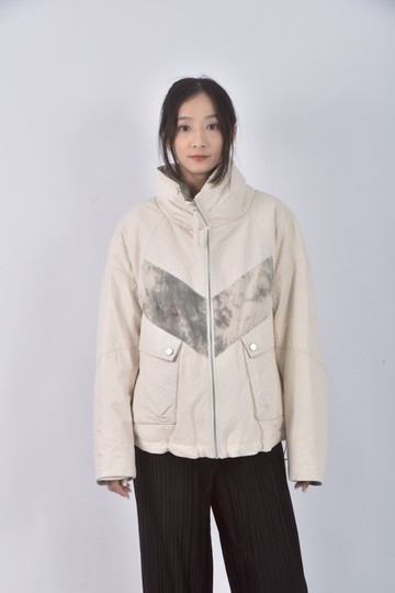 (XL) 質感羽絨皮質白色外套