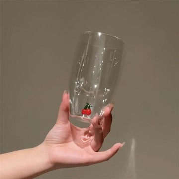 櫻桃杯雙層高硅硼玻璃杯女高顏值家用耐高溫透明杯子辦公室喝水杯