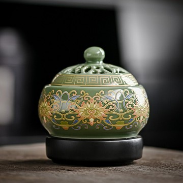 電子熏香爐 數顯電子香薰爐室內定時調溫恒溫香爐插電創意沉香琺瑯彩電熏香爐