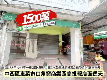 中西區財源廣進高投報收租店面透天東菜市商業區三角窗｜台南市中西區民權路一段