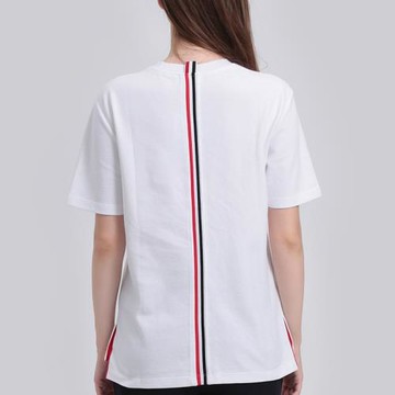 織帶條紋圓領休閑透氣體恤衫短袖