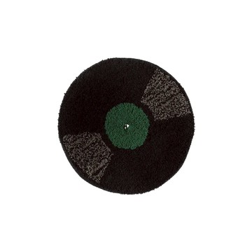 日本製 手工簇絨 蓬鬆軟軟小坐墊 綠黑膠