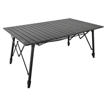 Lifecode 生活密碼 爵士可調段鋁合金蛋捲折疊桌 彈扣式腳架 可分離 立體桌下網 可拆卸桌板  120 x 70cm  120cm  磨砂黑