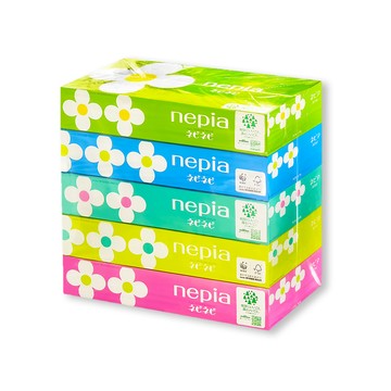 Nepia (2組10盒超值組)日本Nepinepi細緻柔軟雙層清潔抽取式面紙150抽x5盒/組(可愛花朵圖案抽取式衛生紙)