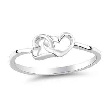 Majalica．925純銀戒指．防小人尾戒．心心相扣