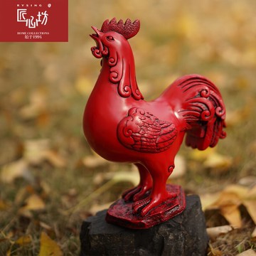匠心坊生肖雞擺件家庭吉祥藝術裝飾品書房室內精美金雞年禮物