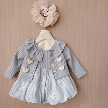 2025秋款新品女寶寶愛背心花苞哈衣裙外套兩件套可愛長袖連體哈衣(鑫弘-萌寶童裝)可開發票