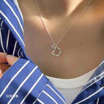 玩美飾集｜現貨，S925全純銀 軟萌小熊熊鋯石純銀項鍊 飾品 純銀鍊 禮物 VN0175