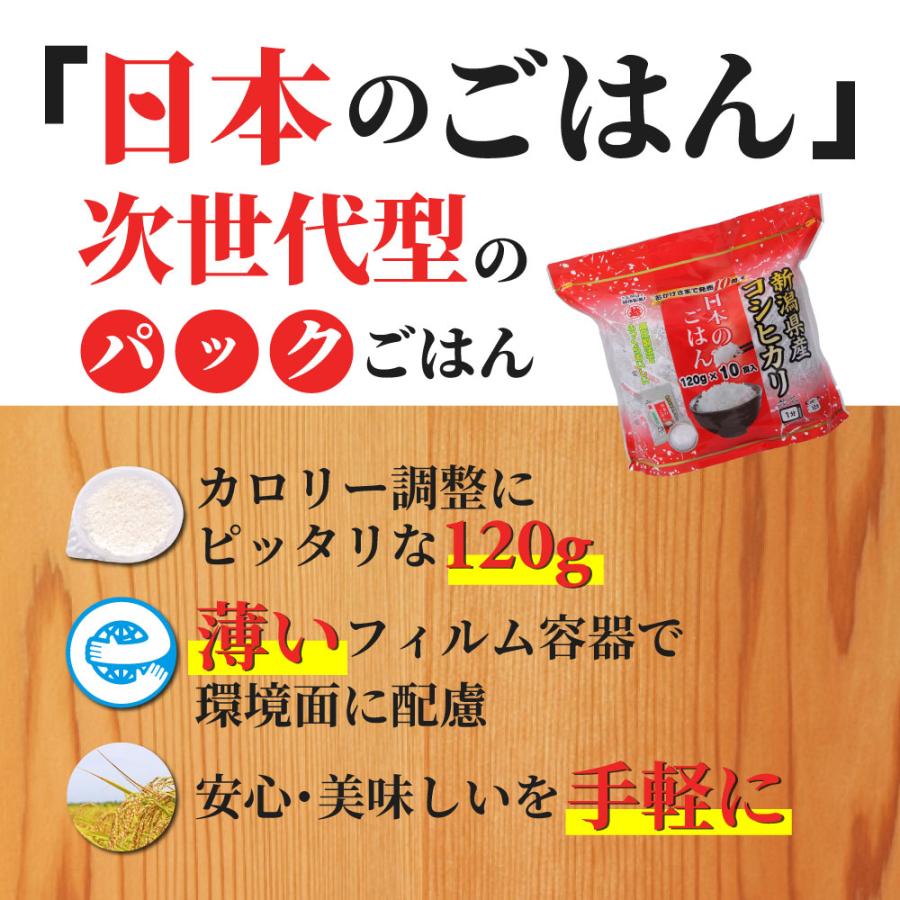 60食 コシヒカリ 新潟産 魚沼食品 120g 10食入 6個セット レトルト ご飯 日本のごはん 越後製菓