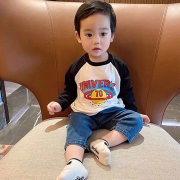 【台灣出貨】免運寶寶純棉打底衫春秋裝新款男童女童插肩長袖上衣寶寶衣服潮