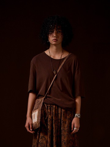 深棕 純棉針織 水洗做舊 寬鬆T恤 6色入