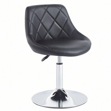 E-home Luke路克菱格紋皮面可調式多功能圓盤椅-四色可選黑色