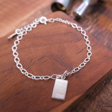 ART64 巧克力小銀磚手鍊 純銀手鍊 6+1吋 女生手鍊