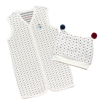 PIPPY 點點雙面穿棉質防踢背心兩件式禮盒 米白