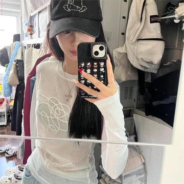 韓系白色冰絲防曬罩衫女夏季長袖微透夏季薄款修身針織衫t恤上衣