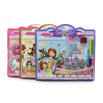 台灣出貨 手工DIY 兒童塗鴉填色本 DIY卡通彩繪畫 彩鉛指甲貼帶印章塗色畫套裝