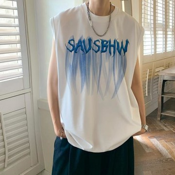 純棉背心男夏季薄款潮牌美式坎肩無袖t恤2024健身運動籃球短袖潮