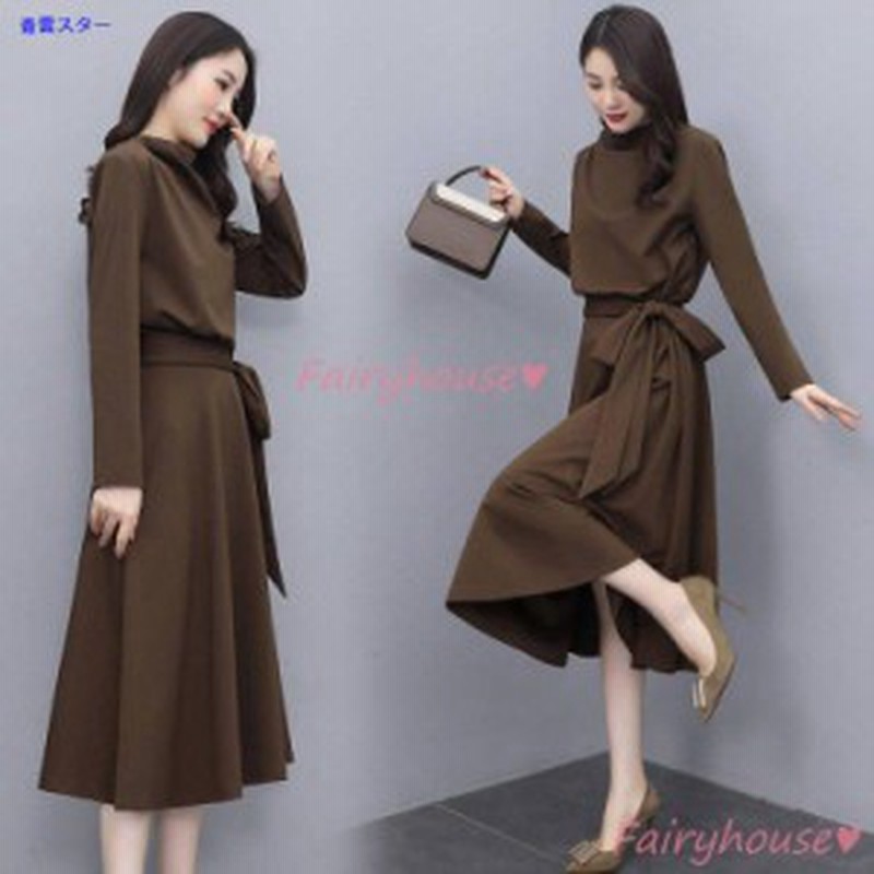 ワンピース レディース 40代 きれいめ マキシワンピース 秋服 長袖ワンピース 黒リボン Aラインスカート オシャレ韓国風 通勤ol 大人 体 通販 Lineポイント最大5 0 Get Lineショッピング