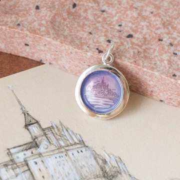 環遊世界法國【聖米歇爾山】925純銀手工琺瑯項鍊