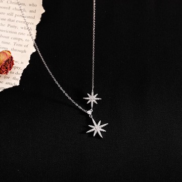 925純銀米字項鏈年新款女小眾設計感鎖骨鏈冷淡風毛衣鏈