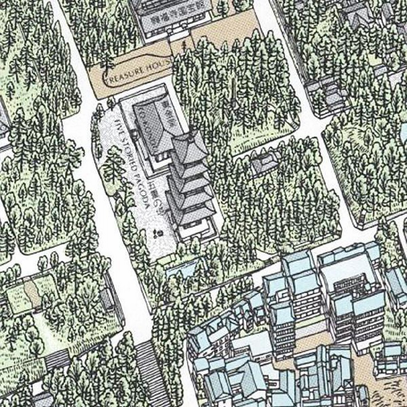 細密鳥瞰図□京都絵図その2・御所中心 石原正のバーズアイマップ