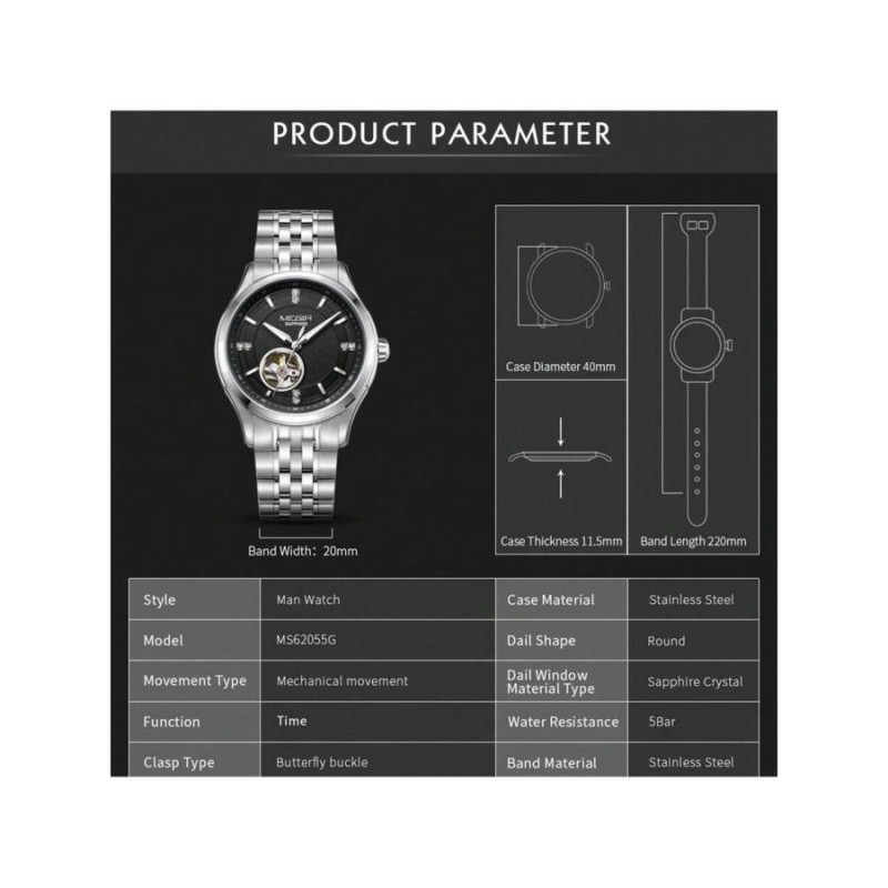 腕時計 メンズ 機械式 トップブランドの高級ビジネス腕時計男性用ステンレス鋼防水男性カジュアル自動機械式腕時計時計大きなダイヤルレ |  LINEショッピング