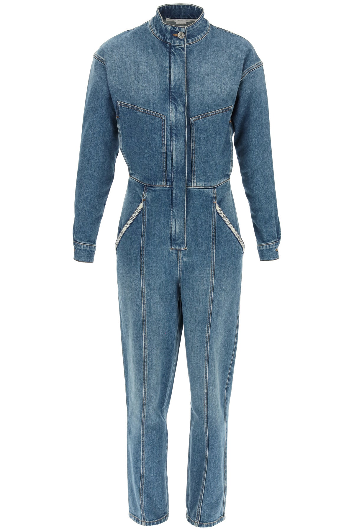 Stella mccartney denim logo tape jumpsuit