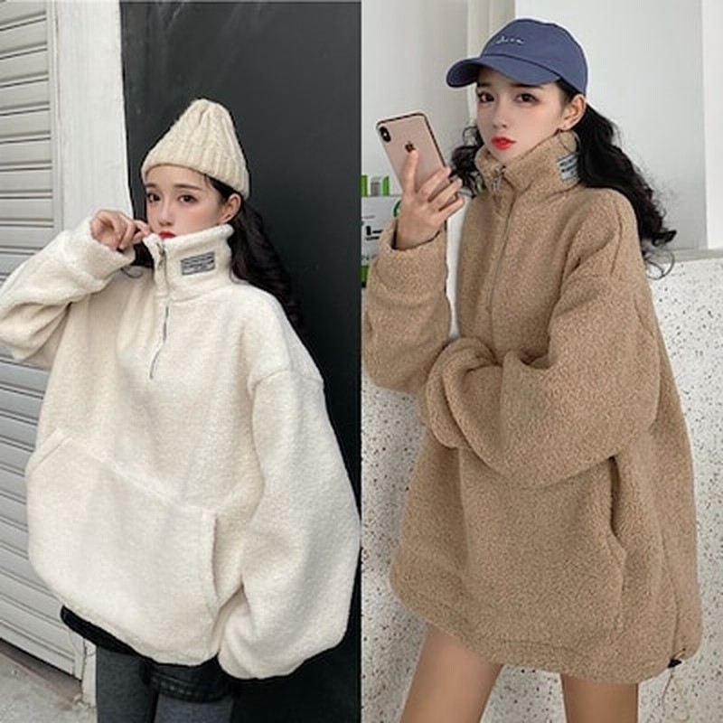 ボア トップス レディース ハーフジップ プルオーバー ボア アウター 冬服 韓国 ファッション レディース ボアブルゾン ビッグサイズ ロゴ ボアトレーナー パッチ ベアージャケット ハーフジップ 通販 Lineポイント最大1 0 Get Lineショッピング