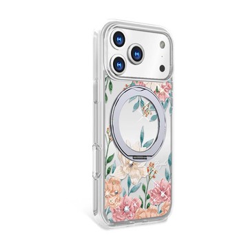 apbs iPhone 17/16/15/14/13 軍規360旋轉磁吸立架鑽殼-梔子花開