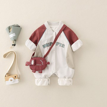 連體衣春秋款a類卡通爬服男女寶寶套裝衣服滿月嬰兒字母外出哈衣鑫弘-萌寶童裝可開發票