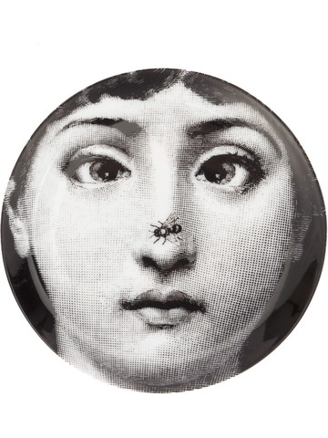Fornasetti - printed face coaster - unisex - ceramic - One Size - Black